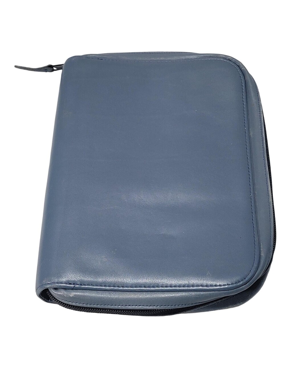 Day Timer Planner Organizer Vtg Blue Leather Folio 7 Ring Binder Notebook
